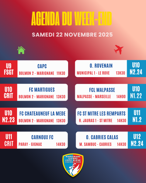 AGENDA DES RENCONTRES DU WEEK-END !