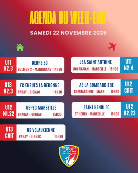 AGENDA DES RENCONTRES DU WEEK-END !