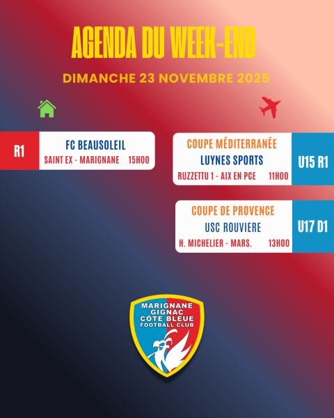 AGENDA DES RENCONTRES DU WEEK-END !