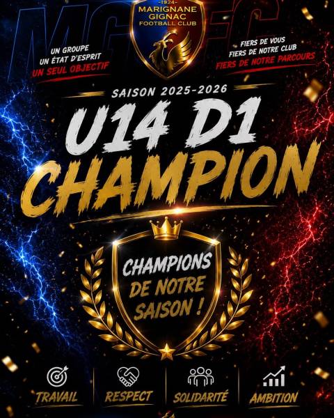 U14 D1 : CHAMPIONS DU DÉPARTEMENT !