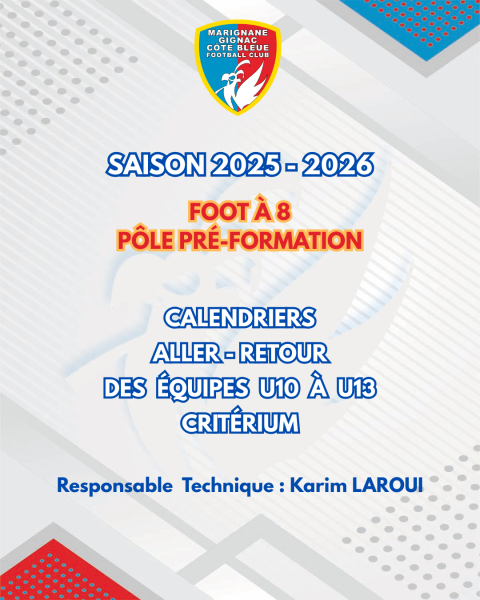 Calendrier 2025-2026 équipes District suite