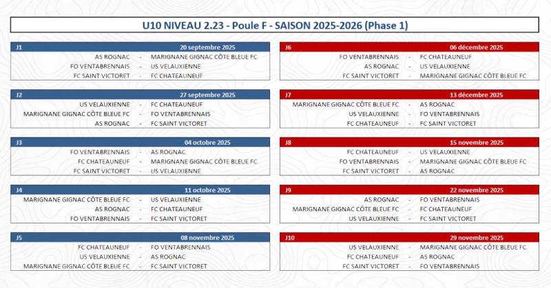 CALENDRIER 2025-2026 ÉQUIPE DISTRICT !