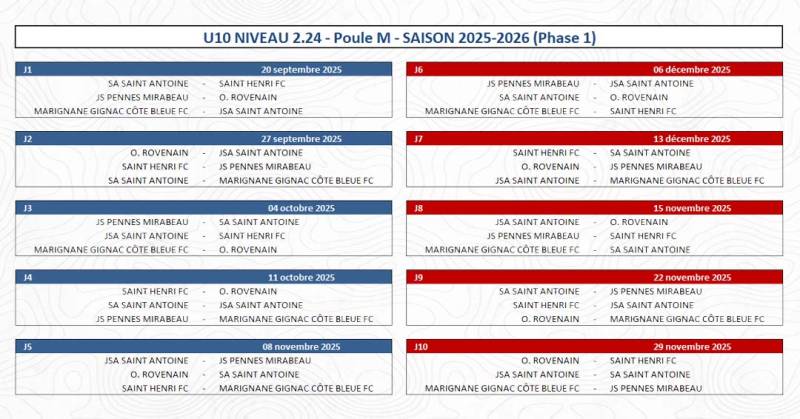 CALENDRIER 2025-2026 ÉQUIPE DISTRICT !