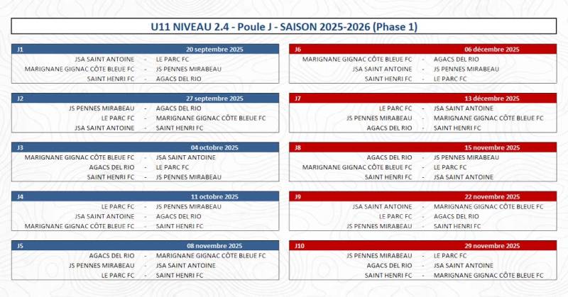 CALENDRIER 2025-2026 ÉQUIPE DISTRICT !