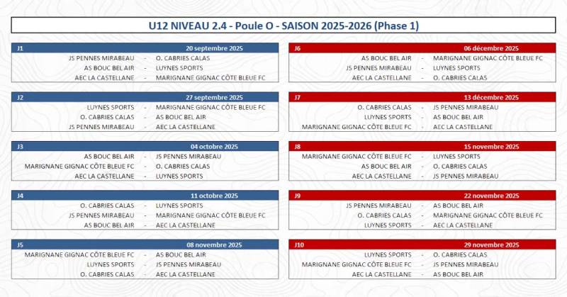 CALENDRIER 2025-2026 ÉQUIPE DISTRICT !