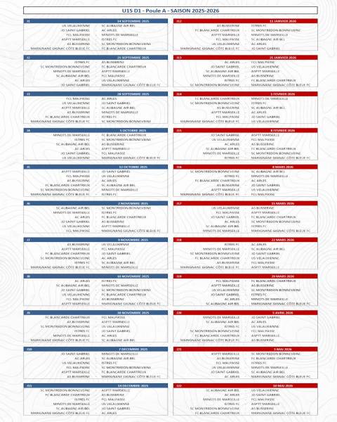 LE CALENDRIER DE NOS ÉQUIPES FOOT À 11 !