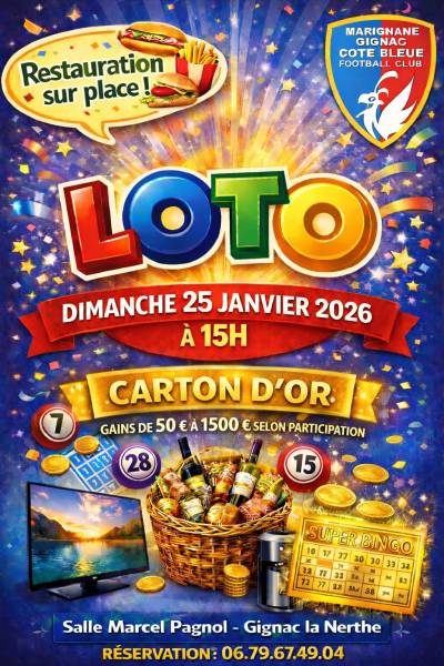 LE MGFC VOUS DONNE RENDEZ-VOUS POUR SON GRAND LOTO - DIMANCHE 25 JANVIER !