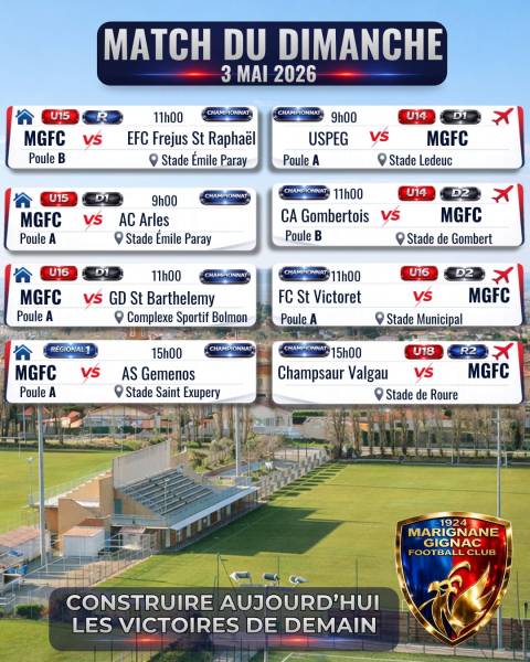 WEEK-END DE COMPÉTITION CHARGÉ POUR LE MGFC : TOUTES LES ÉQUIPES MOBILISÉES !
