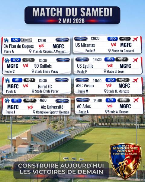 WEEK-END DE COMPÉTITION CHARGÉ POUR LE MGFC : TOUTES LES ÉQUIPES MOBILISÉES !